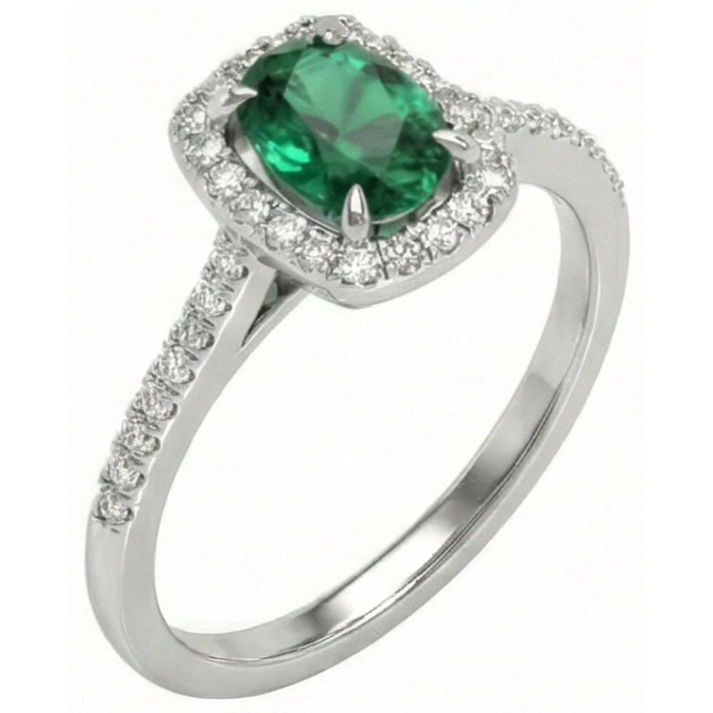 5.75 Ct Green Emerald And Natural Earth Mined Diamond ( Not Lab Grown )s Anniversary Ring White Gold 14K New