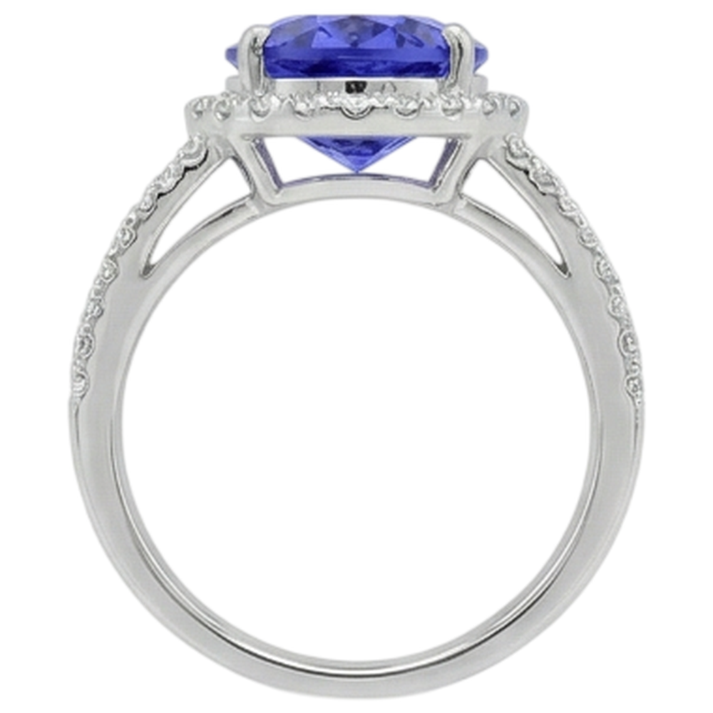 5.80 Carats Oval Tanzanite & Round Natural Earth Mined Diamond ( Not Lab Grown )  Fancy Ring White Gold 14K