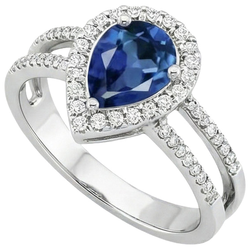 Natural Sapphire Ring 5.80ct - White Gold 14K