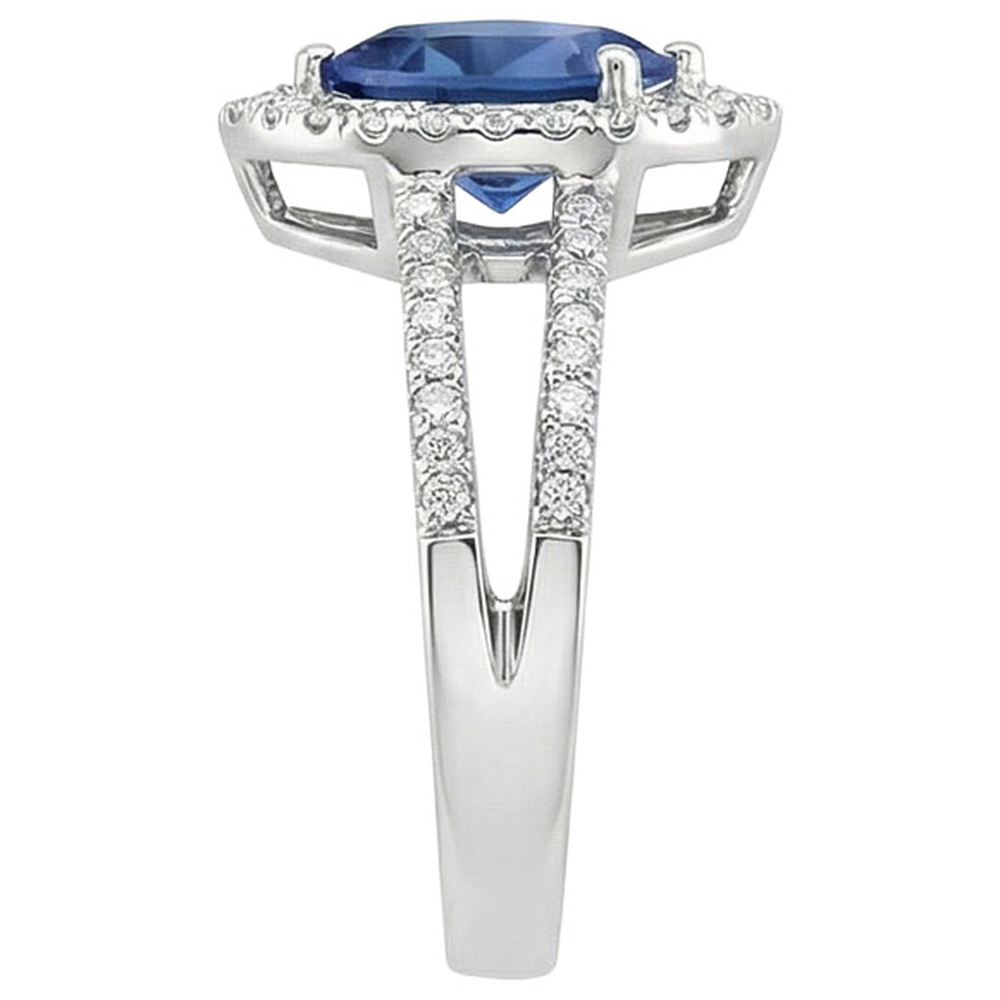 natural round sapphire 5.80ct ring top view