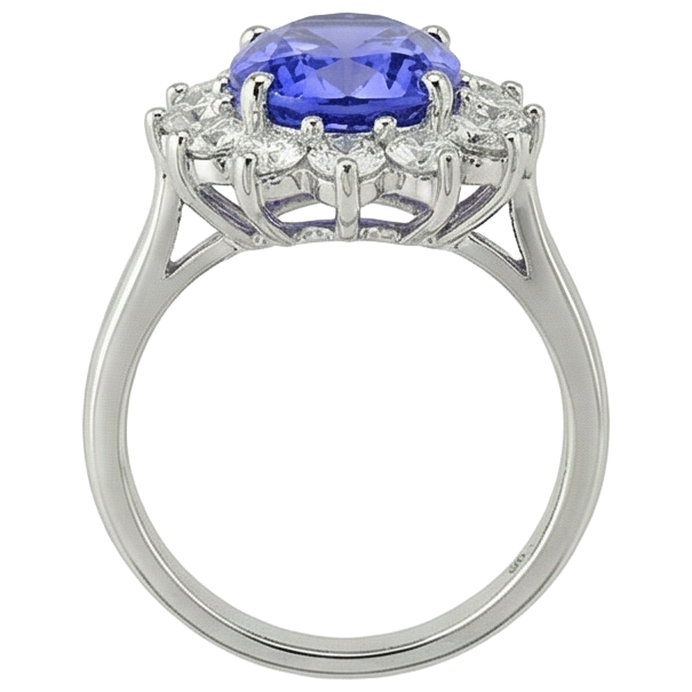 5.80 Ct Blue Tanzanite With White Natural Earth Mined Diamond ( Not Lab Grown )s Ring Gold