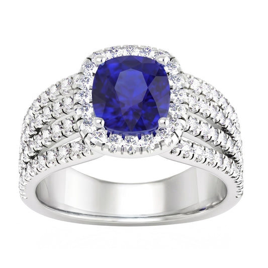 5.80 Ct Prong Ceylon Blue Sapphire Natural Earth Mined Diamond ( Not Lab Grown ) s Fancy Ring White Gold 14K