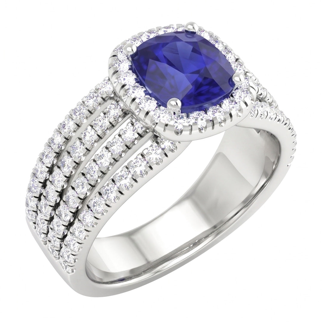 5.80 Ct Prong Ceylon Blue Sapphire Natural Earth Mined Diamond ( Not Lab Grown ) s Fancy Ring White Gold 14K