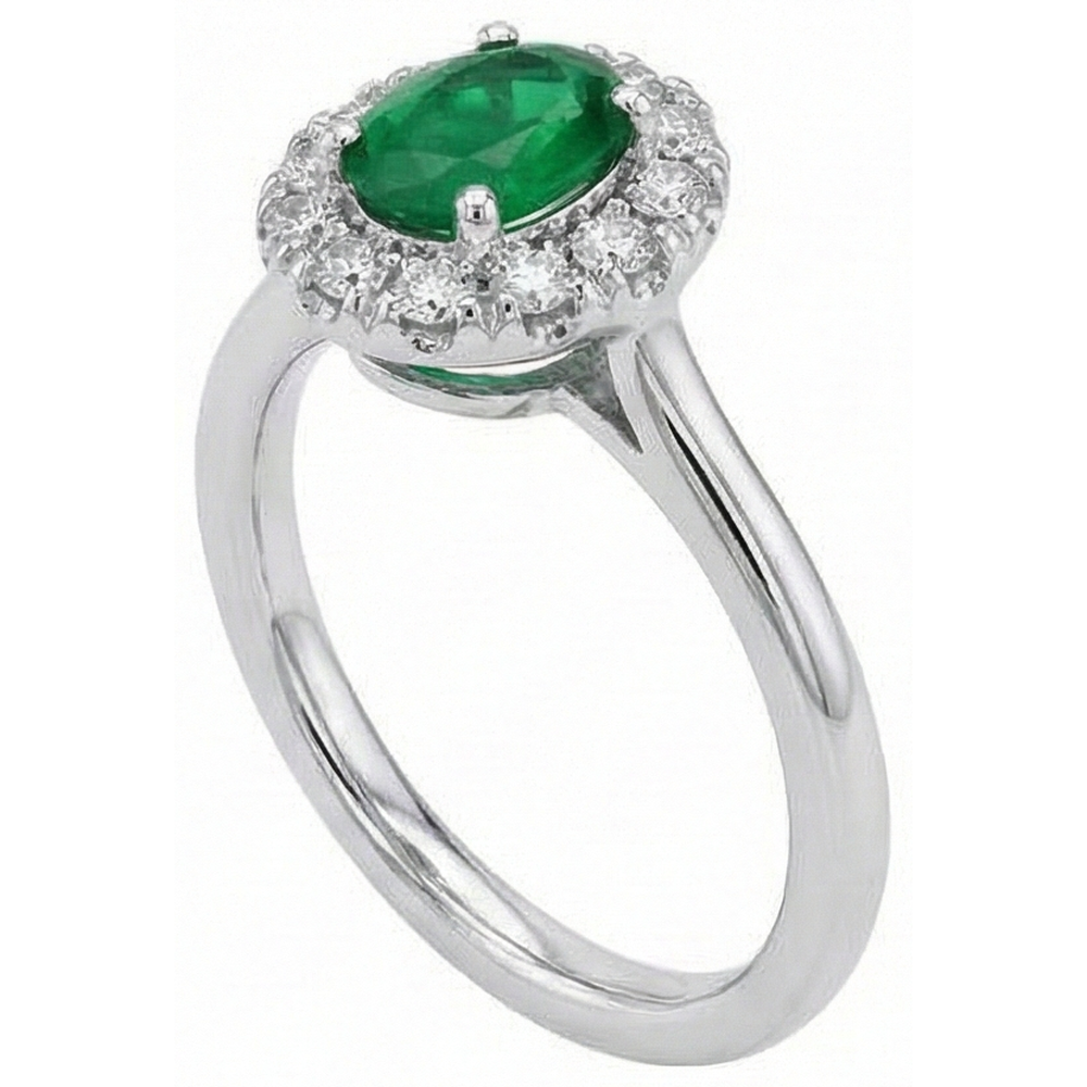 5.90 Carats Green Emerald And Natural Earth Mined Diamond ( Not Lab Grown )s Wedding Ring White Gold 14K