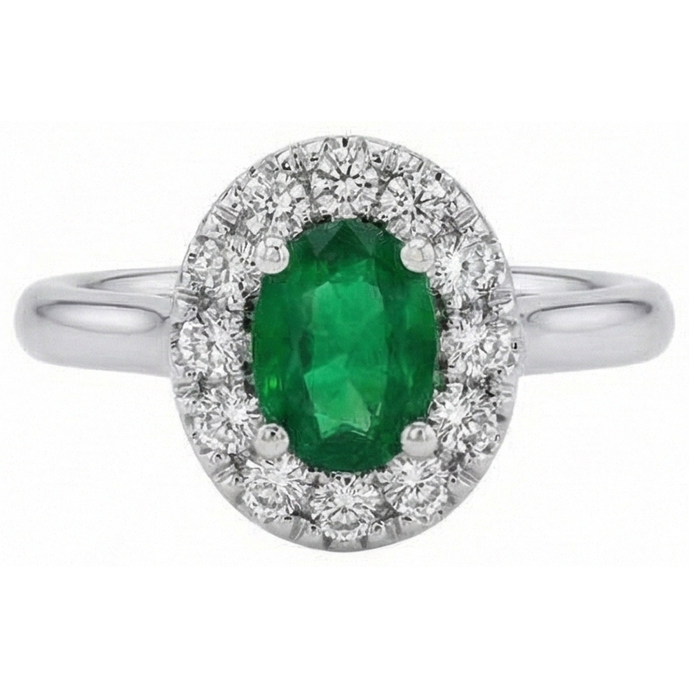 5.90 Carats Green Emerald And Natural Earth Mined Diamond ( Not Lab Grown )s Wedding Ring White Gold 14K
