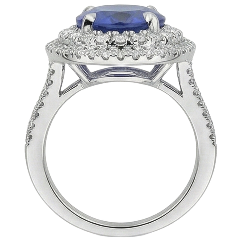 natural round tanzanite 5.90ct ring certificate