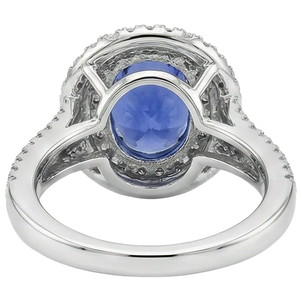 natural round tanzanite 5.90ct ring with diamond accents