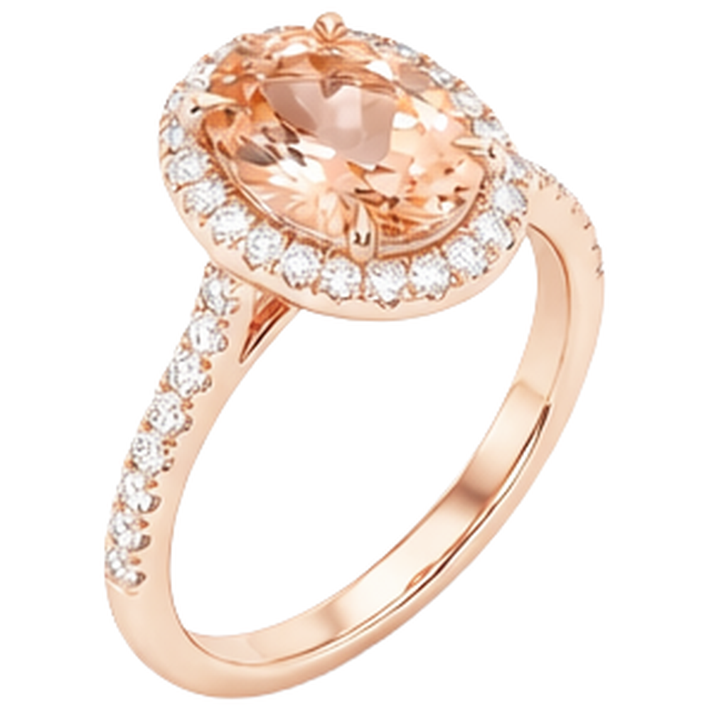 5.95 Carats Morganite And Natural Earth Mined Diamond ( Not Lab Grown )s Wedding Ring Rose Gold 14K