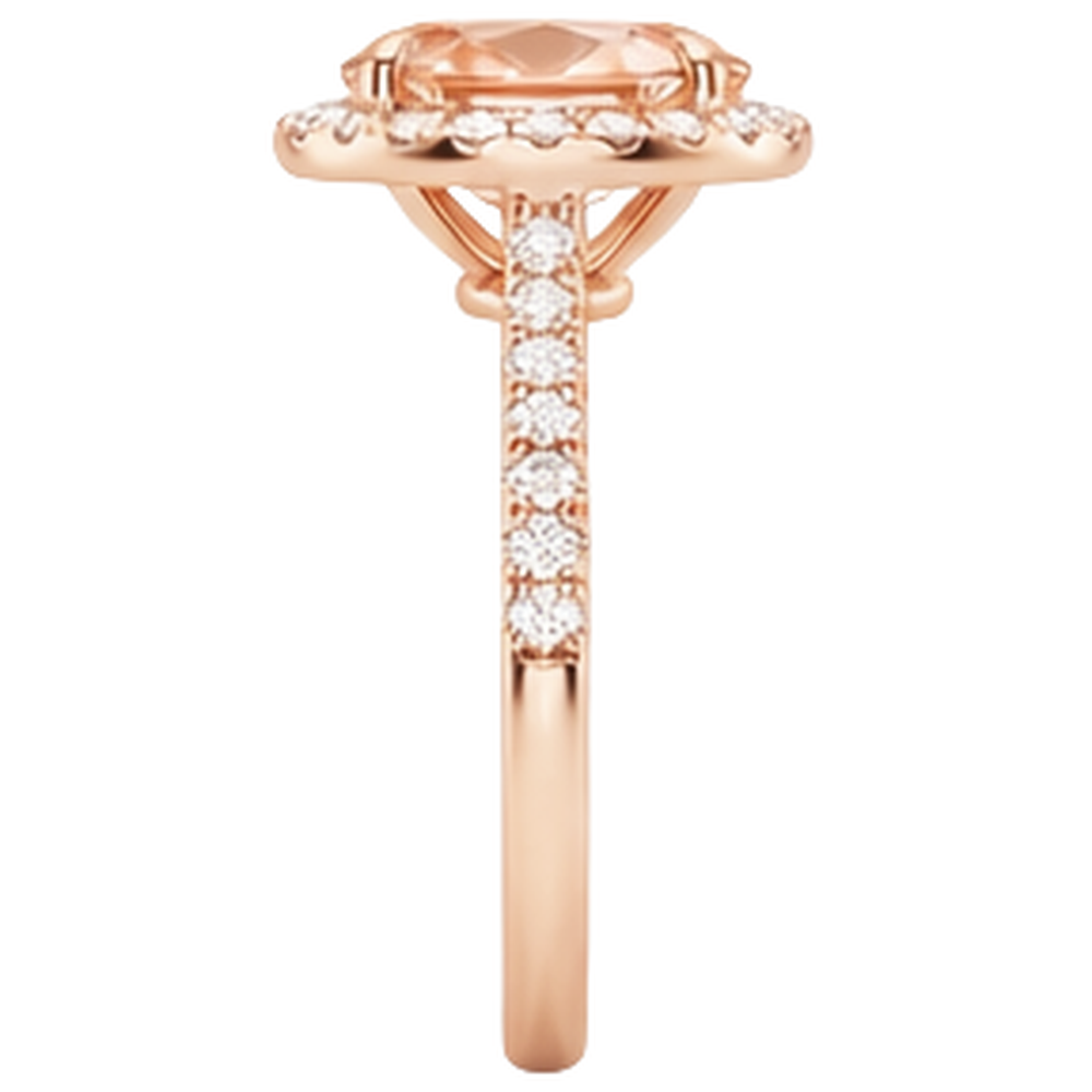 5.95 Carats Morganite And Natural Earth Mined Diamond ( Not Lab Grown )s Wedding Ring Rose Gold 14K