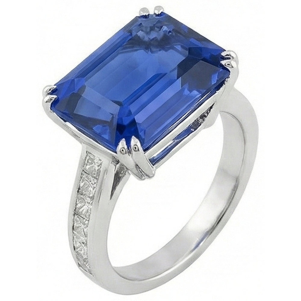 5 Carat Ceylon Emerald Sapphire Natural Earth Mined Diamond ( Not Lab Grown ) Ring