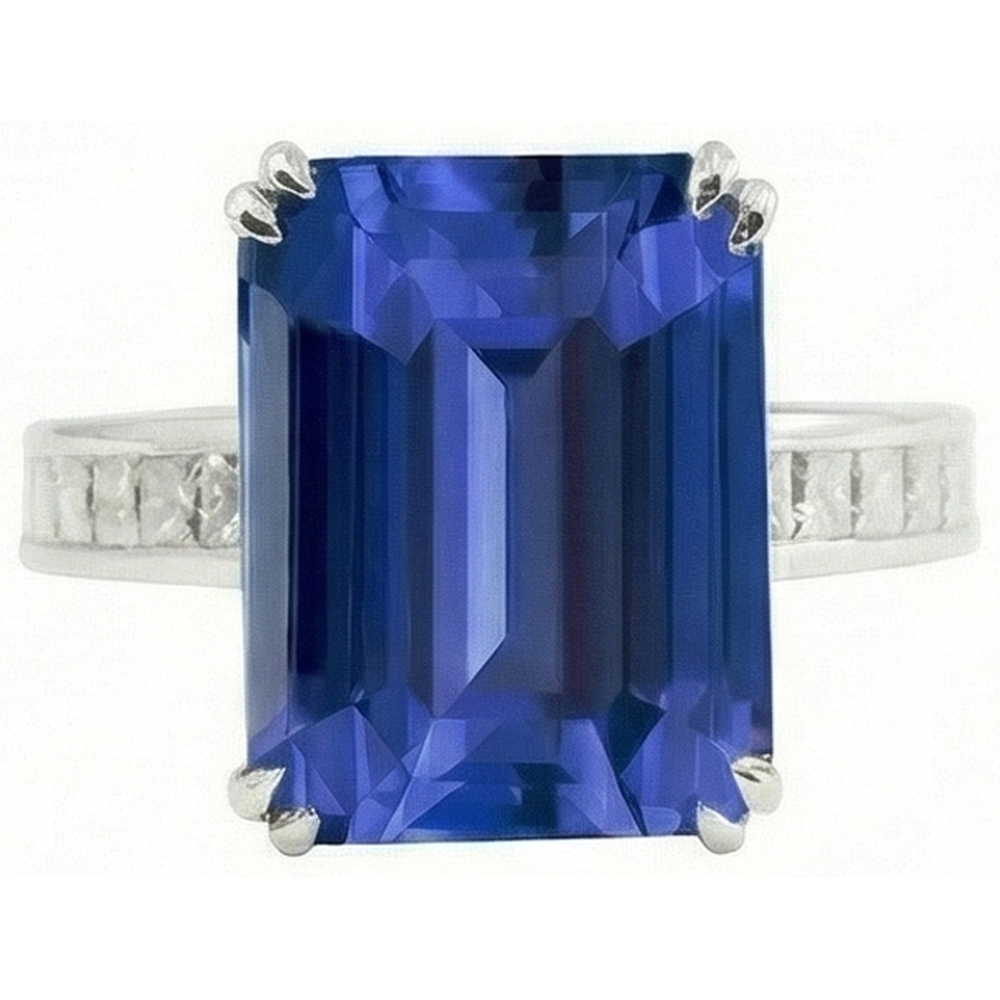 5 Carat Ceylon Emerald Sapphire Natural Earth Mined Diamond ( Not Lab Grown ) Ring