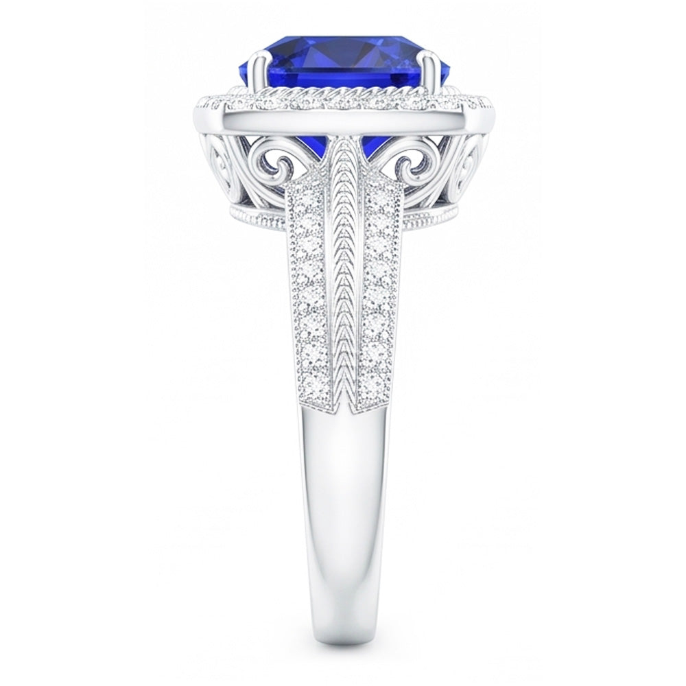 5 Carat Cushion Halo Sapphire Ring