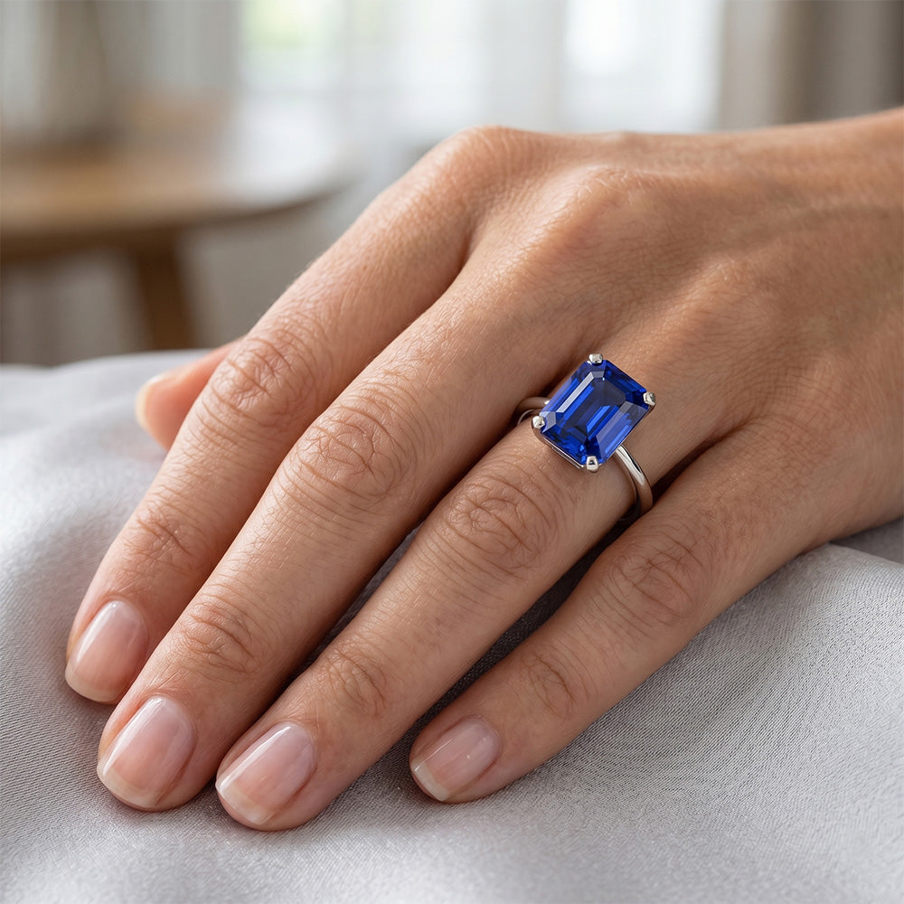 5 Carat Deep Blue Sapphire Engagement Ring