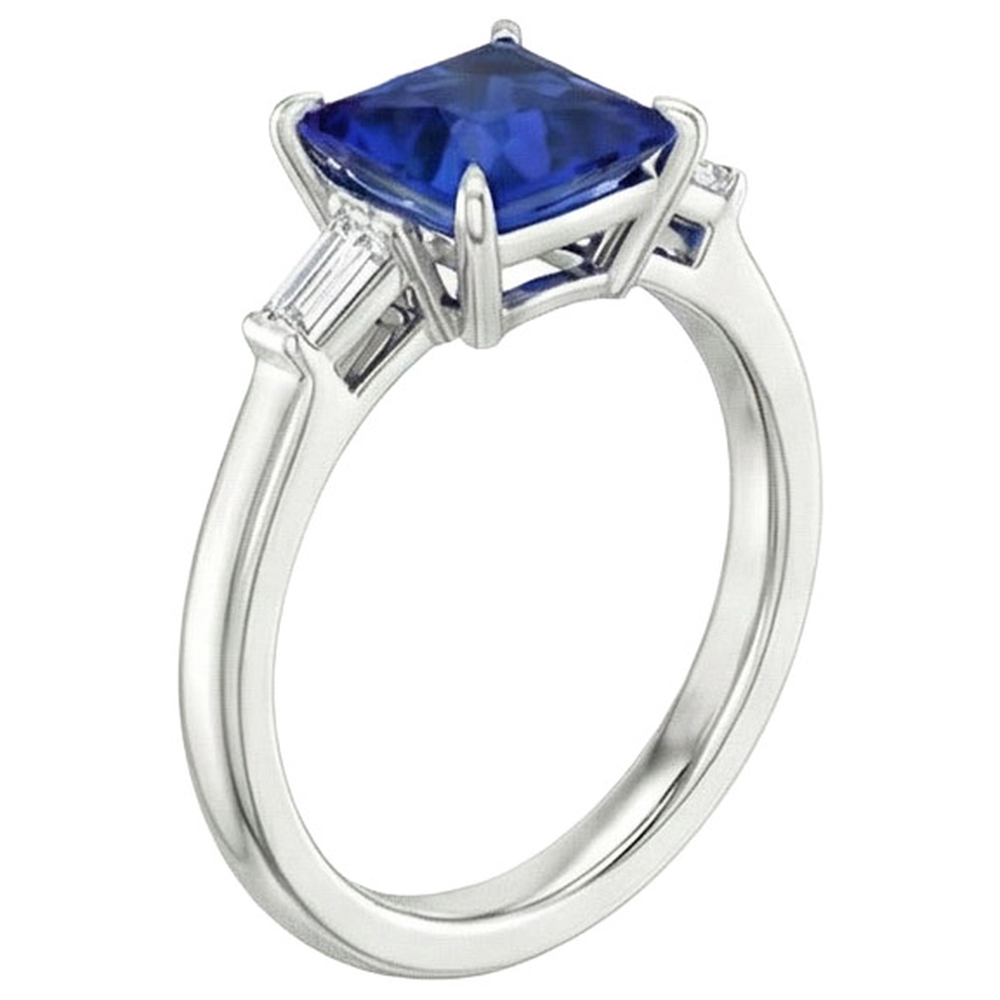 5 Carat Sapphire And Natural Earth Mined Diamond ( Not Lab Grown ) Engagement Ring