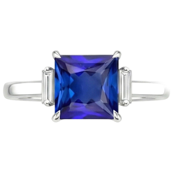 5 Carat Sapphire And Natural Earth Mined Diamond ( Not Lab Grown ) Engagement Ring