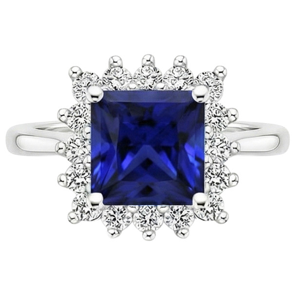 5 Carat Sapphire Halo Engagement Ring
