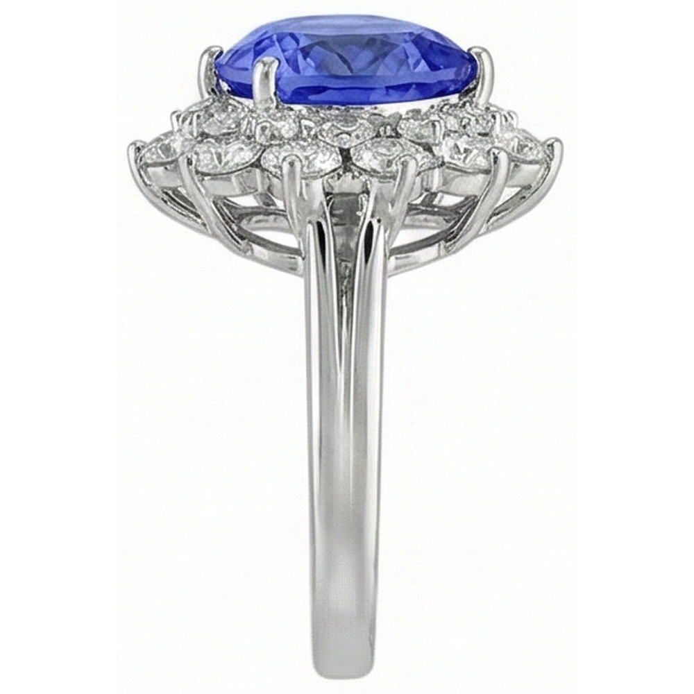 5 Carats Halo Pear Tanzanite & Natural Earth Mined Diamond ( Not Lab Grown ) Engagement Ring