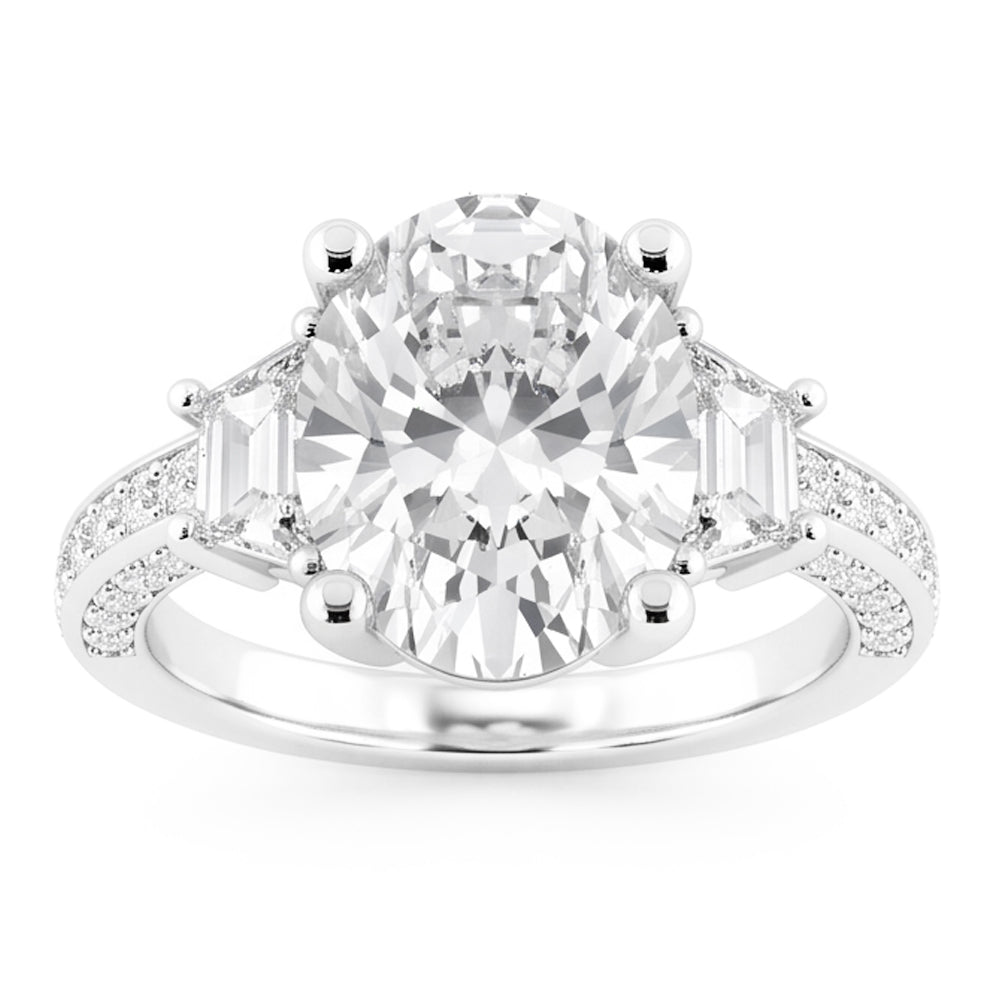 5 Carats Oval Cut Real Natural Earth Mined Diamond ( Not Lab Grown ) Three Stone Wedding Ring White Gold 14K