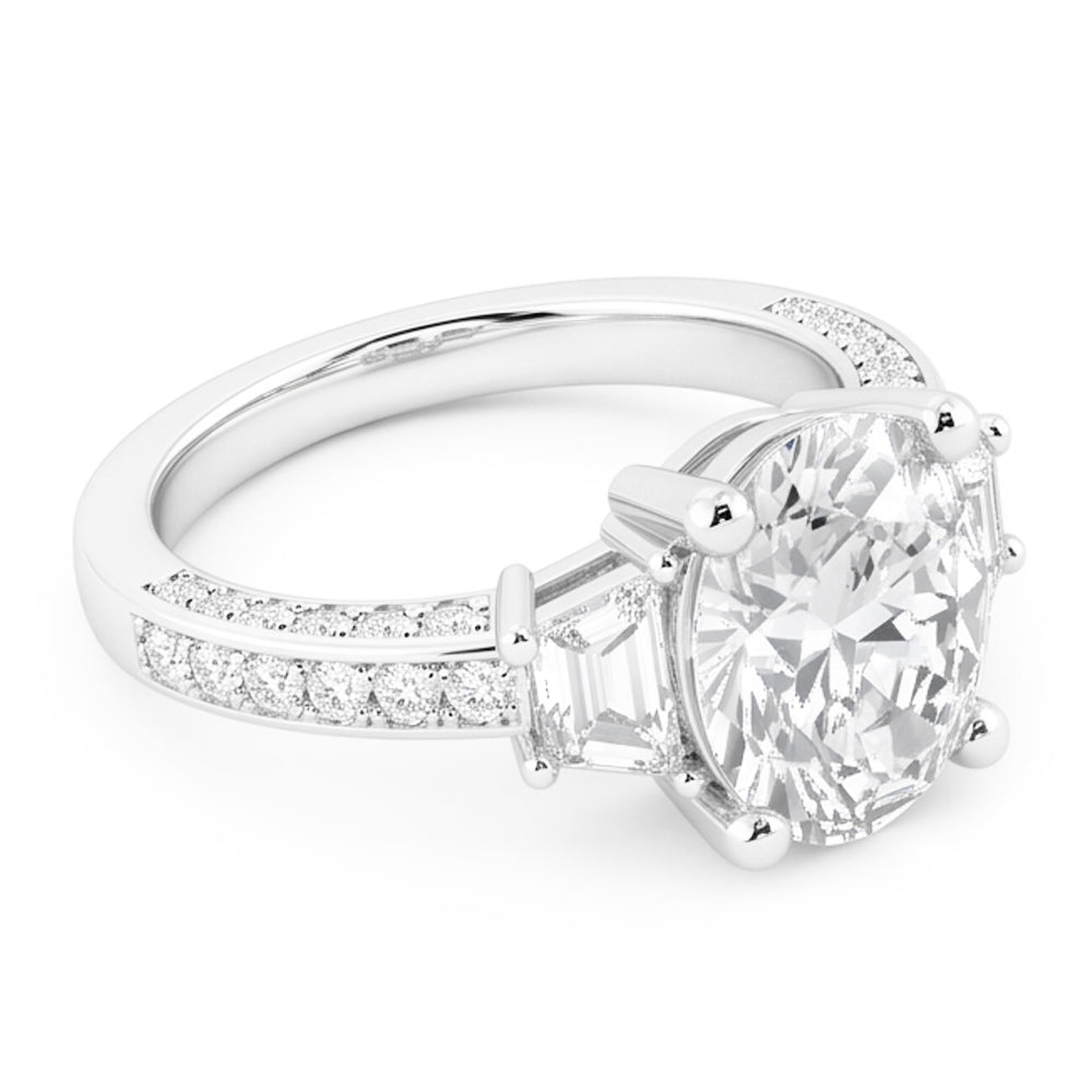 5 Carats Oval Cut Real Natural Earth Mined Diamond ( Not Lab Grown ) Three Stone Wedding Ring White Gold 14K