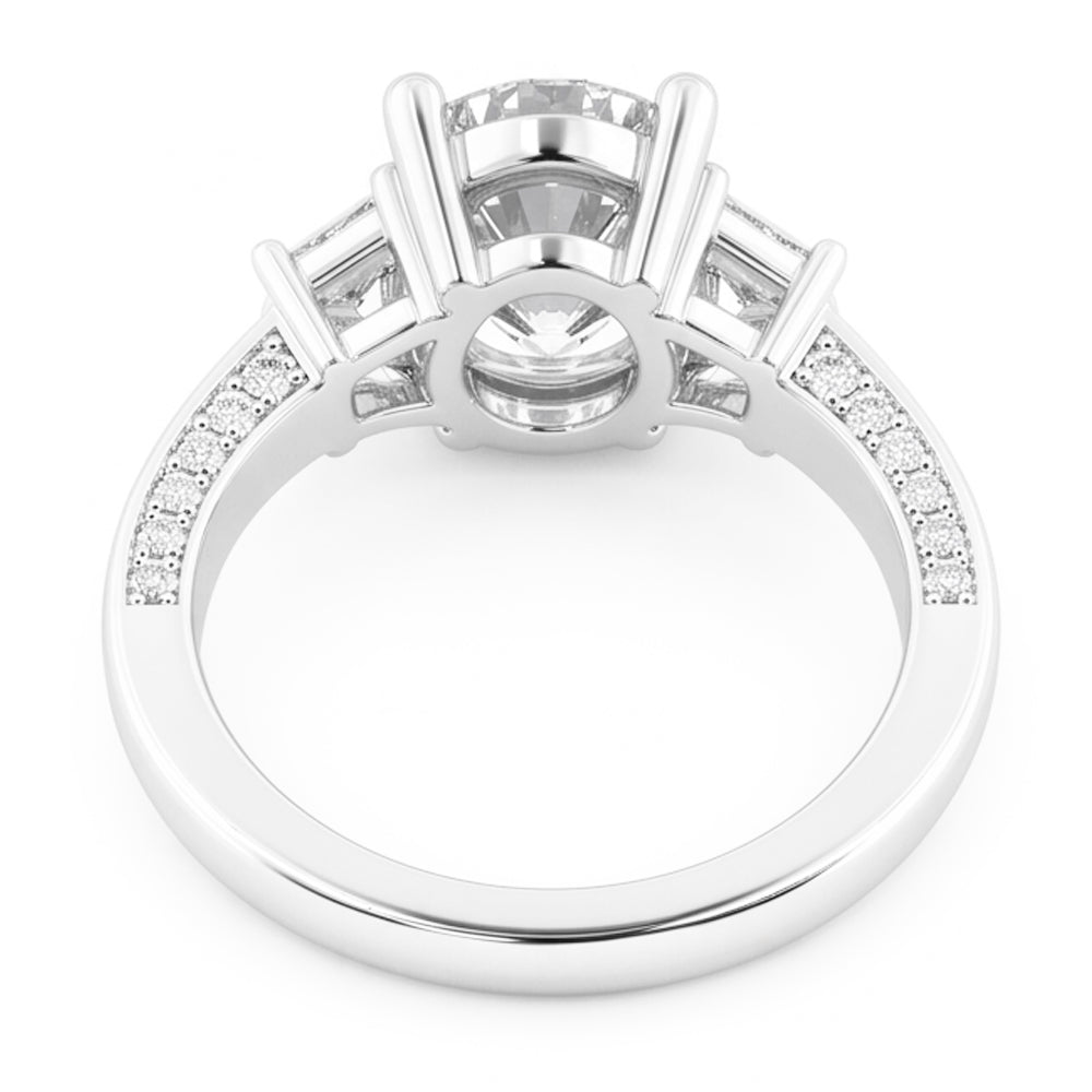 5 Carats Oval Cut Real Natural Earth Mined Diamond ( Not Lab Grown ) Three Stone Wedding Ring White Gold 14K
