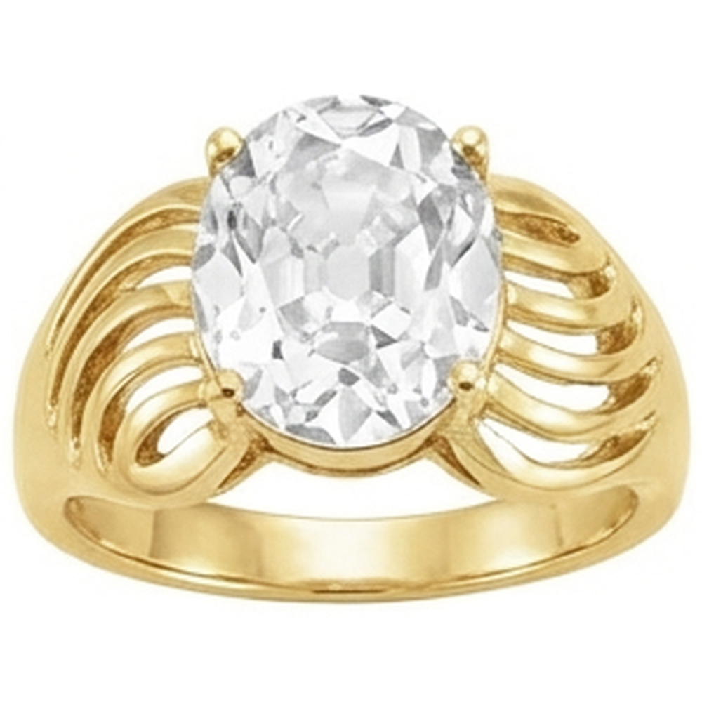 Brilliant Diamond Old Mine Cut Solitaire Ring in 14K Yellow Gold – front view