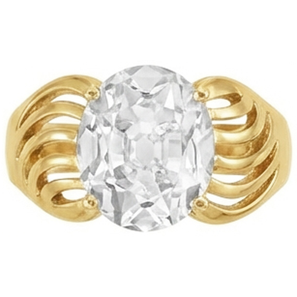 Brilliant Diamond Old Mine Cut Solitaire Ring in 14K Yellow Gold – angle view