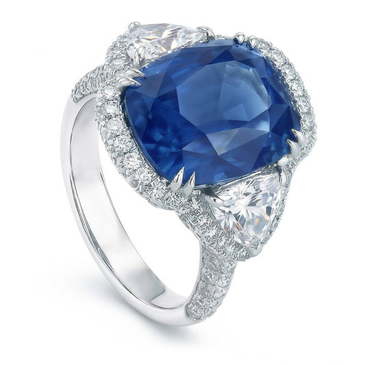 natural round sapphire 5ct ring front view