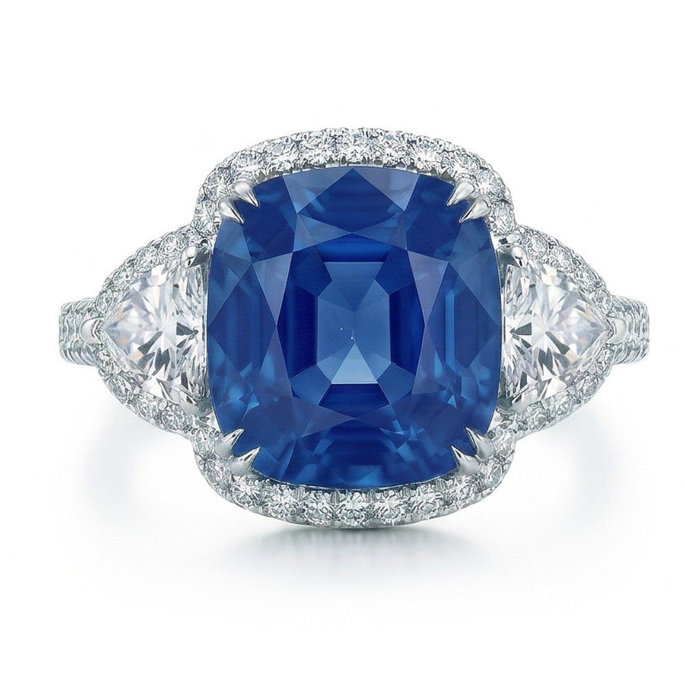 natural round sapphire 5ct ring side angle