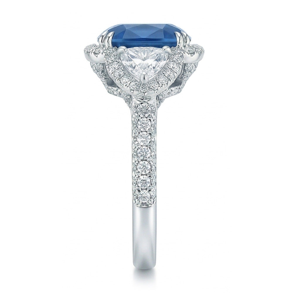 natural round sapphire 5ct ring top view