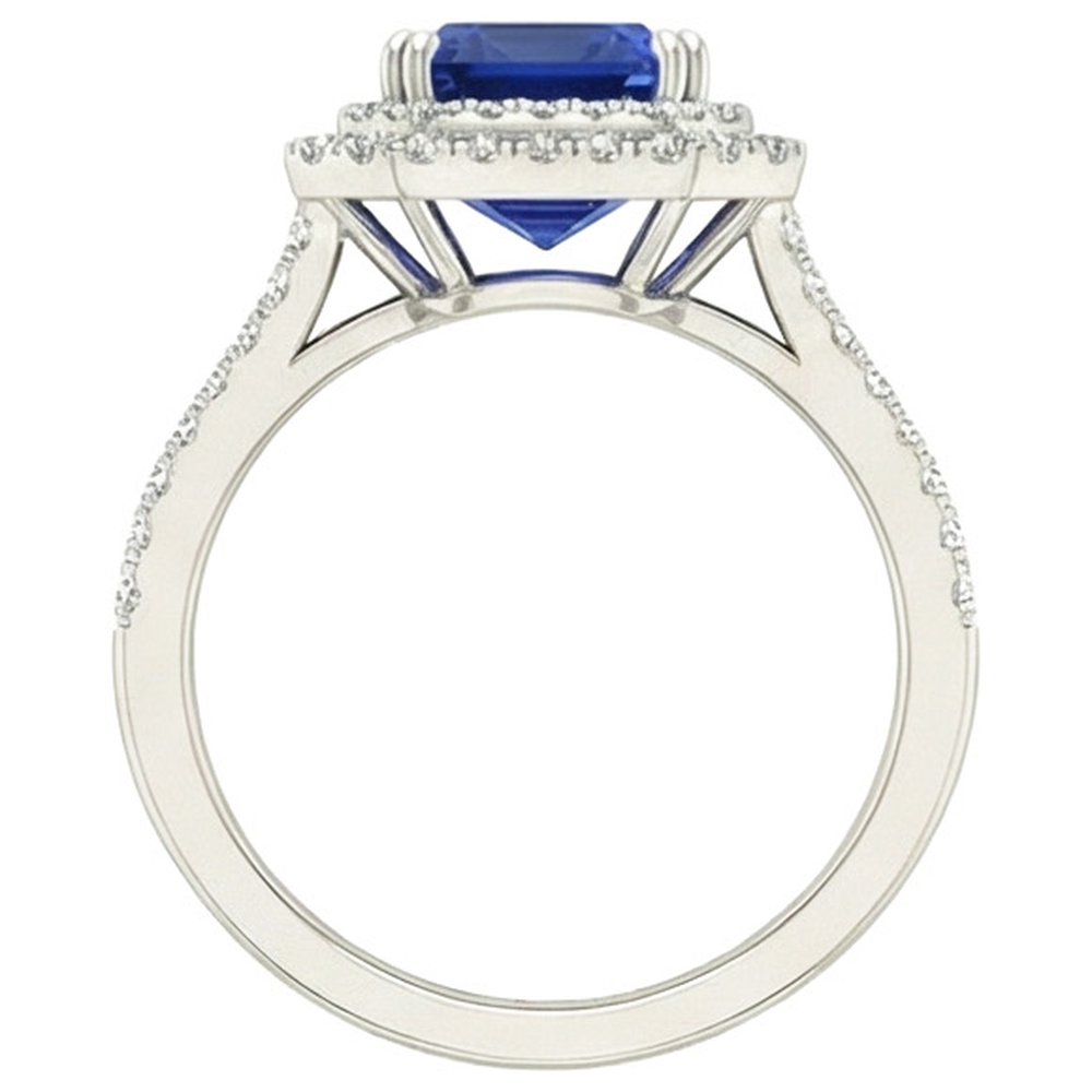5 Ct. Blue Sapphire With Natural Earth Mined Diamond ( Not Lab Grown )  Ring Solitaire With Accents Jewelry