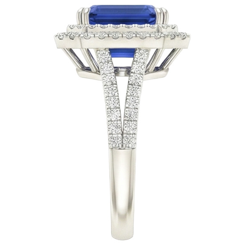 5 Ct. Blue Sapphire With Natural Earth Mined Diamond ( Not Lab Grown )  Ring Solitaire With Accents Jewelry