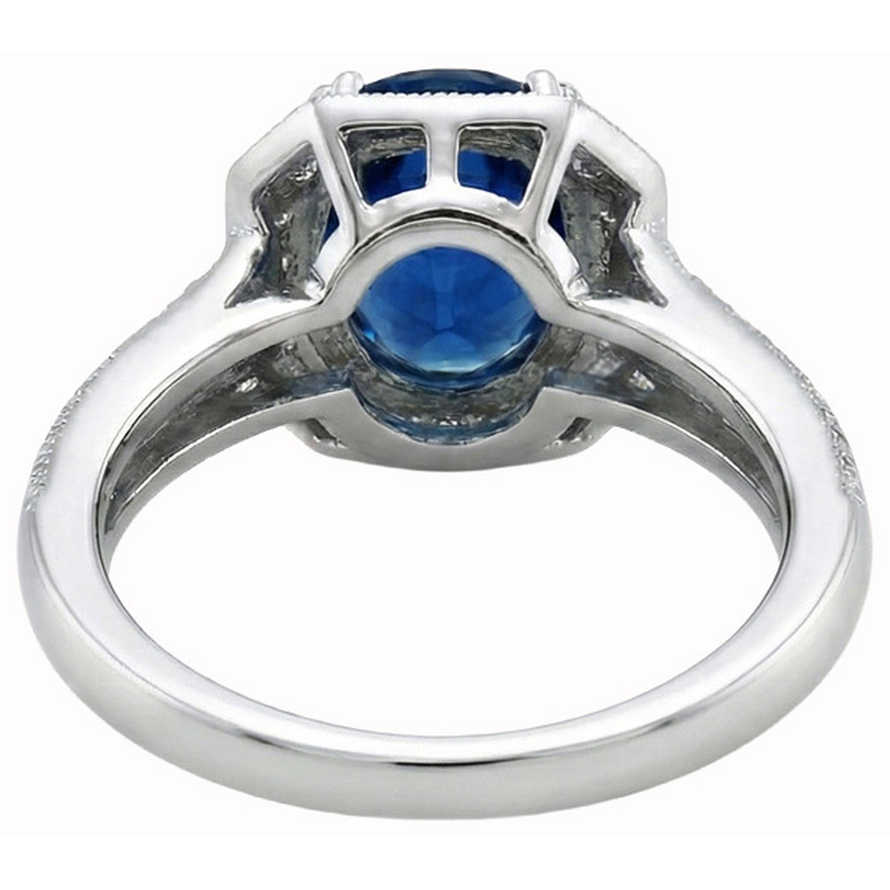 5 Ct. Ceylon Sapphire With Natural Earth Mined Diamond ( Not Lab Grown ) s Engagement Ring White Gold 14K