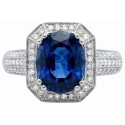 5 Ct. Ceylon Sapphire With Natural Earth Mined Diamond ( Not Lab Grown ) s Engagement Ring White Gold 14K