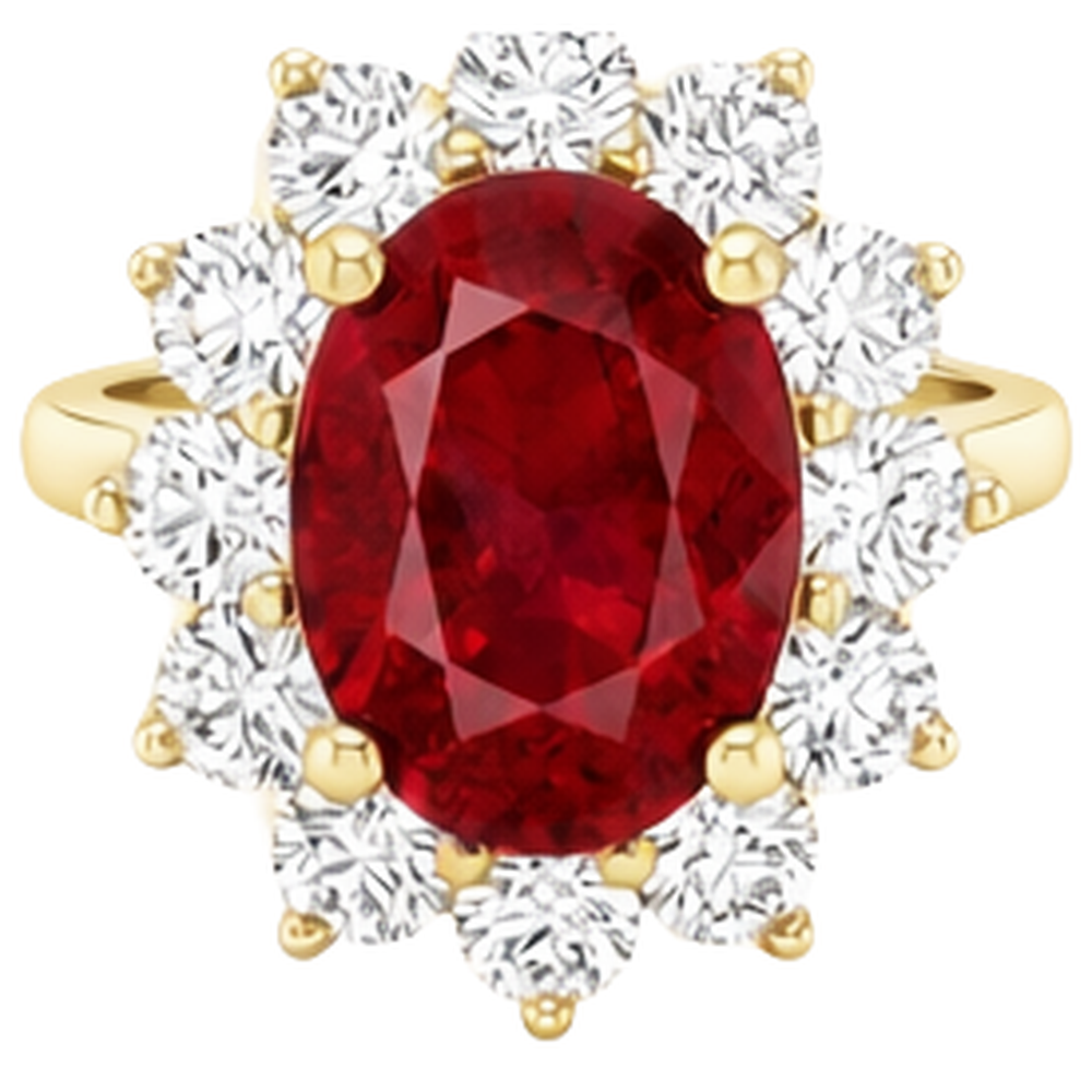 5 Ct Red Ruby Natural Earth Mined Diamond ( Not Lab Grown ) Wedding Ring 14K Yellow Gold