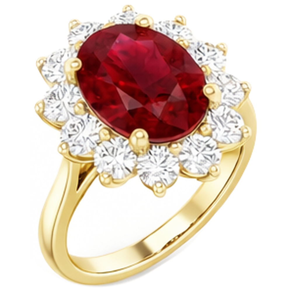5 Ct Red Ruby Natural Earth Mined Diamond ( Not Lab Grown ) Wedding Ring 14K Yellow Gold