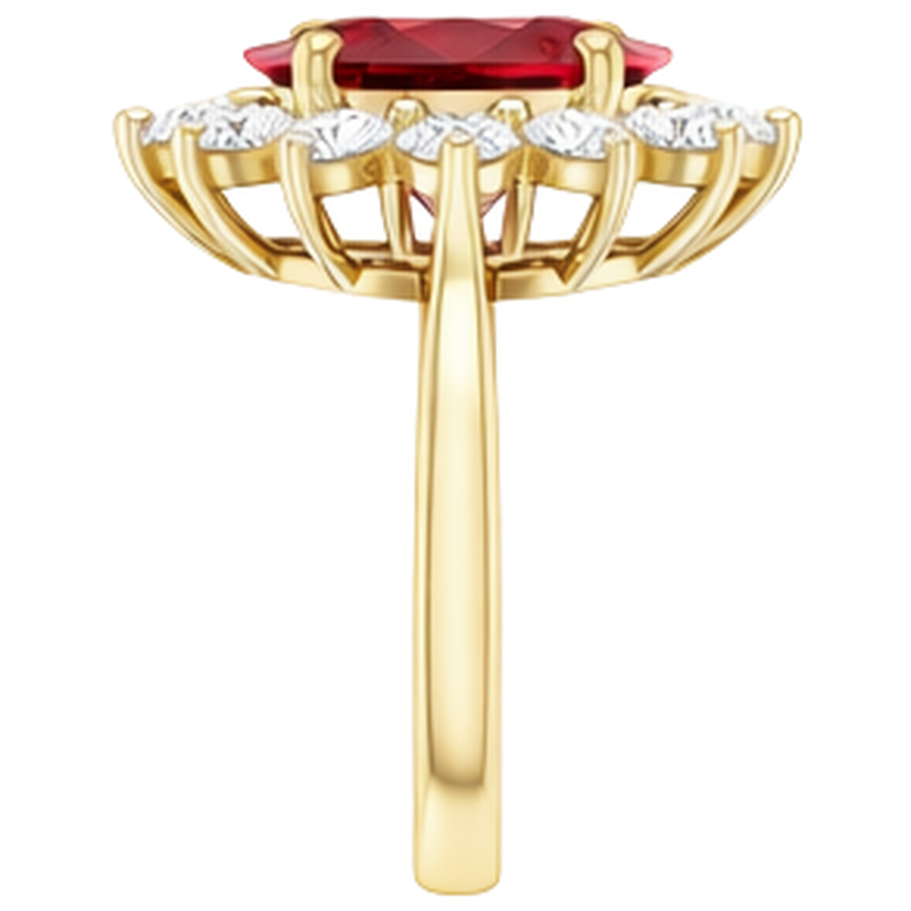 5 Ct Red Ruby Natural Earth Mined Diamond ( Not Lab Grown ) Wedding Ring 14K Yellow Gold