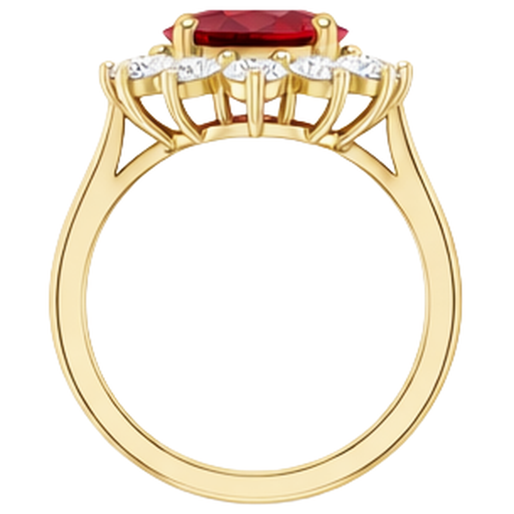 5 Ct Red Ruby Natural Earth Mined Diamond ( Not Lab Grown ) Wedding Ring 14K Yellow Gold