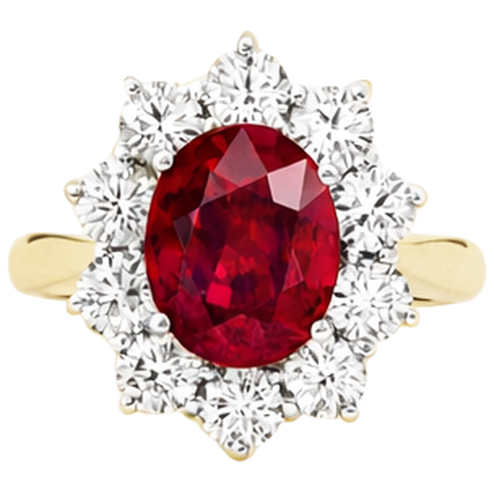 5 Ct Round Cut Ruby With Natural Earth Mined Diamond ( Not Lab Grown )s Ring 14K Gold