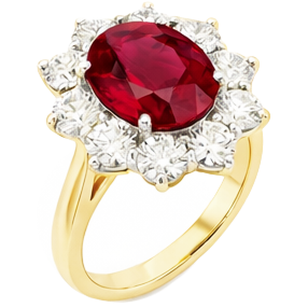 5 Ct Round Cut Ruby With Natural Earth Mined Diamond ( Not Lab Grown )s Ring 14K Gold