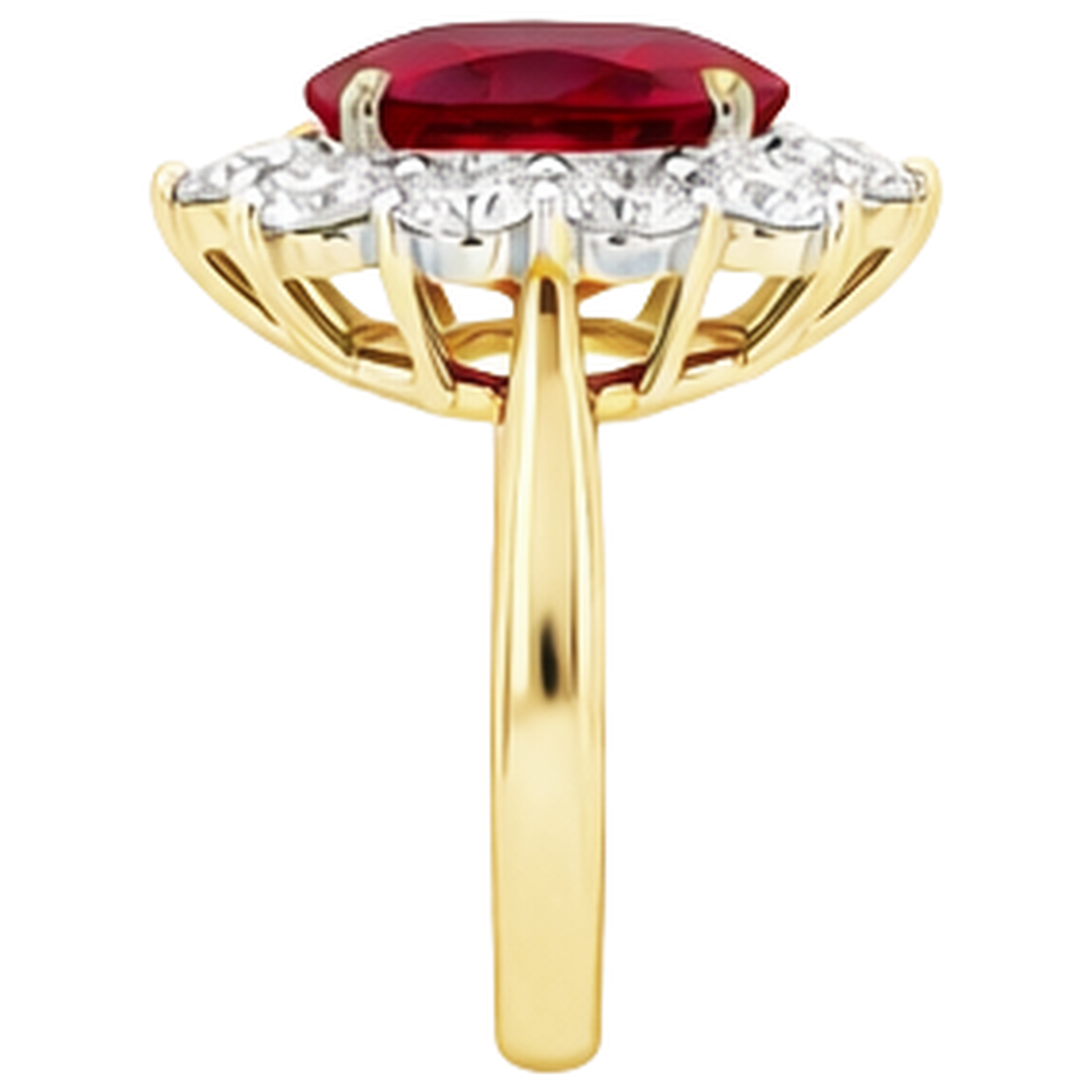 5 Ct Round Cut Ruby With Natural Earth Mined Diamond ( Not Lab Grown )s Ring 14K Gold