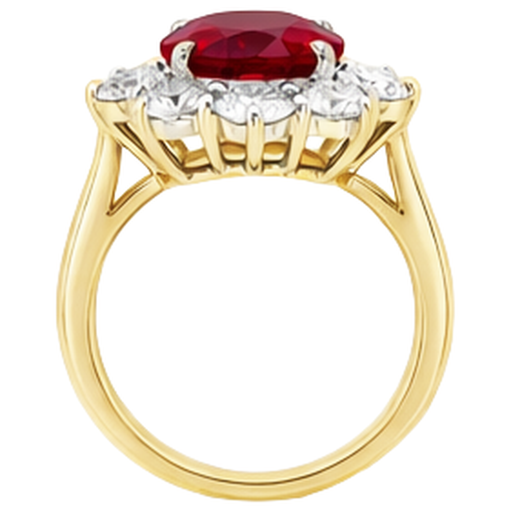 5 Ct Round Cut Ruby With Natural Earth Mined Diamond ( Not Lab Grown )s Ring 14K Gold