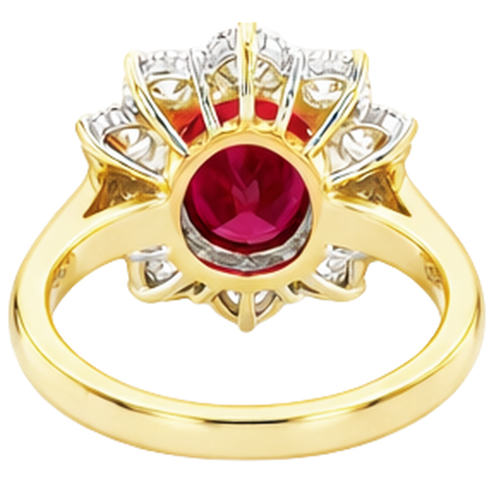 5 Ct Round Cut Ruby With Natural Earth Mined Diamond ( Not Lab Grown )s Ring 14K Gold