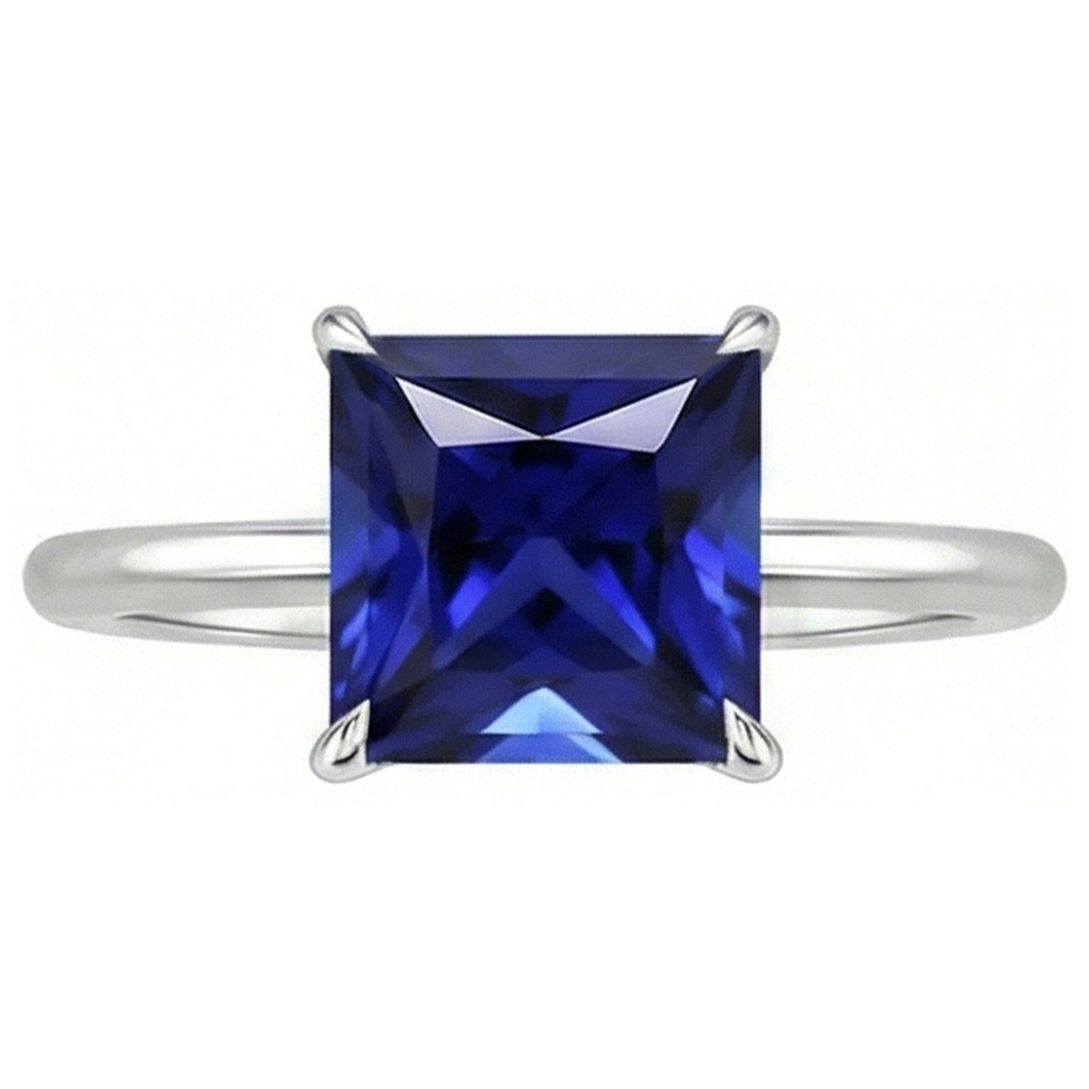 5 Ct Square Cut Sapphire Solitaire Ring
