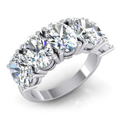 5 Stone Natural Earth Mined Diamond ( Not Lab Grown ) Anniversary Band Gold Oval Cut Jewelry 5 Carats