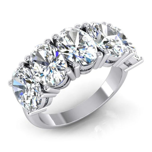 5 Stone Natural Earth Mined Diamond ( Not Lab Grown ) Anniversary Band Gold Oval Cut Jewelry 5 Carats