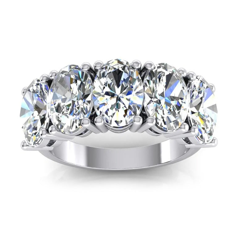 5 Stone Natural Earth Mined Diamond ( Not Lab Grown ) Anniversary Band Gold Oval Cut Jewelry 5 Carats