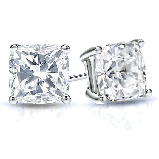 5.00 Carats Cushion Cut Natural Diamonds Women Studs Earrings White Gold 14K