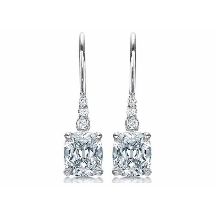 5.00 Carats Prong Set Sparkling Real Diamonds Dangle Earrings White Gold