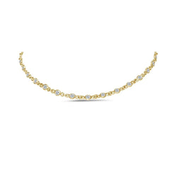 5.00 Carats Round Cut Natural Diamonds Bezel Style Necklace 14K Gold Yellow