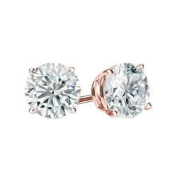 5.00 Carats Round Cut Real Natural Earth Mined Diamonds Studs Earrings Rose Gold 14K